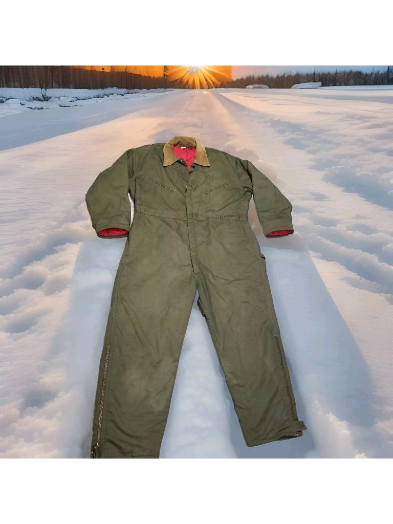 Mens Sz 50 Vtg Oshkosh B'gosh Coveralls Union Made Sanforized Green Insulated